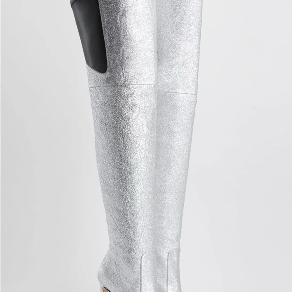 Good American Silver Over-the-Knee Boots
